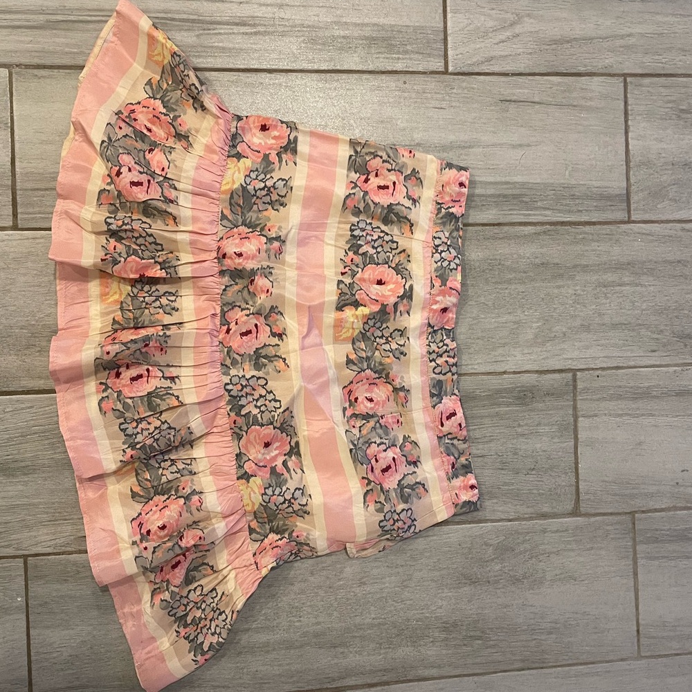 LoveShackFancy Pink Floral Ruffled Tiered Mini Skirt - Picture 4 of 5